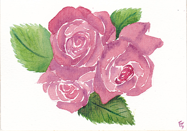 Carte à l'aquarelle représentant des roses.