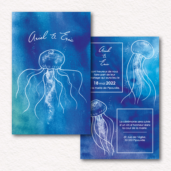 Invitation représentant des méduses.