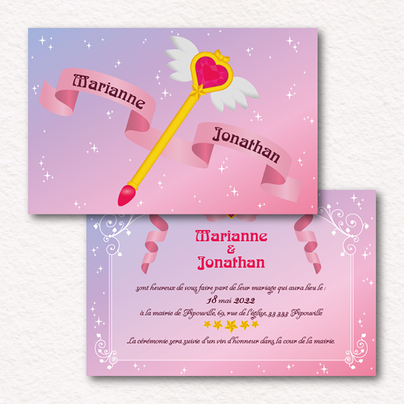 Invitation représentant un sceptre de magical girl.