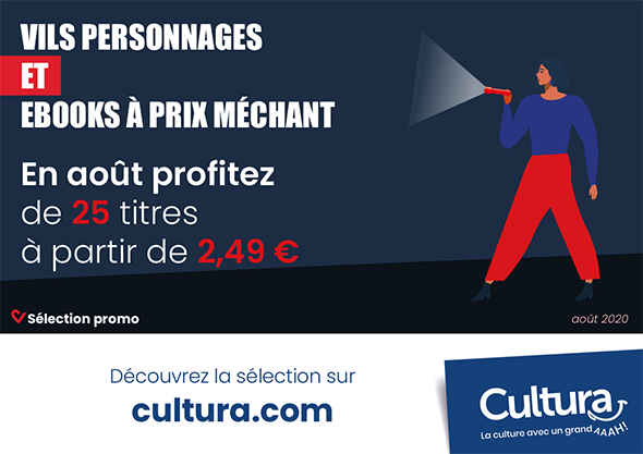 Affiche pour la promotion d'ebook de trillers, représentant une femme s'éclairant à la lampe torche.