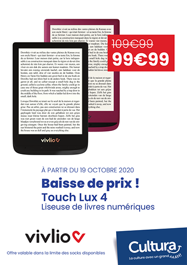 Affiche représentant deux liseuses Touch Lux 4 rouge et noire à un prix promotionnel.