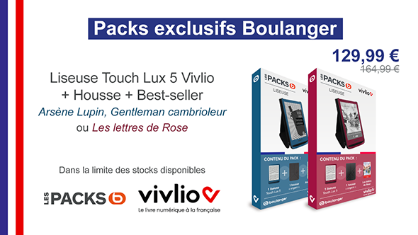 Ecran présentant les bundles liseuses vendu dans les magasins Boulanger.